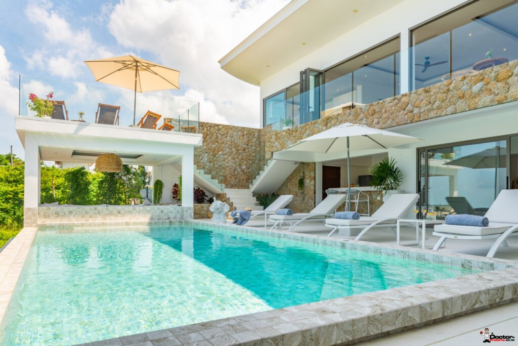 Luxury 5 Bedroom Pool Villa with Stunning Sea View in Bo Phut, Koh Samui – For Rent